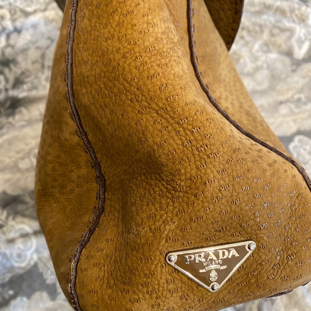 Prada suede leather handbag